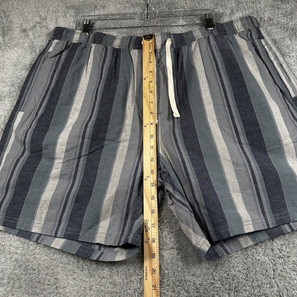 Katin Shorts Mens 2XL Gray Striped Linen Blend Drawstring Chino Pockets Casual - Picture 5 of 12
